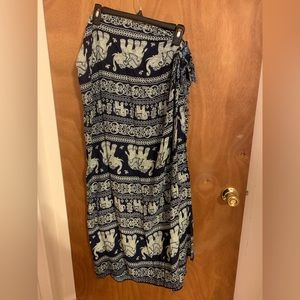 Rayon elephant print coverup XL scarf that can be made into tied skirt wrap